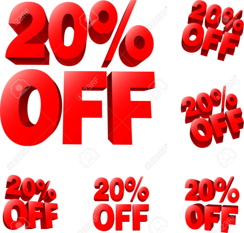 20% off Discount sale sign. 3D vector illustration. AI8 compatible.